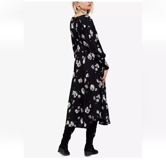 Free People So Sweetly Floral Midi Dress Size S Long Sleeves - Picture 5 of 16